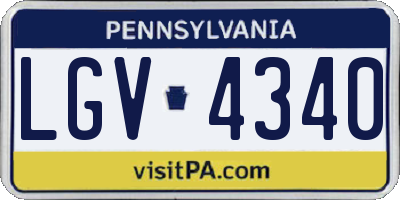 PA license plate LGV4340