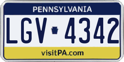 PA license plate LGV4342
