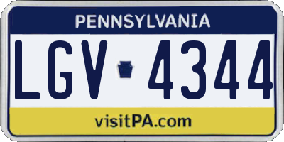 PA license plate LGV4344