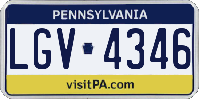 PA license plate LGV4346