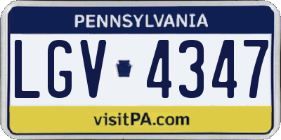 PA license plate LGV4347