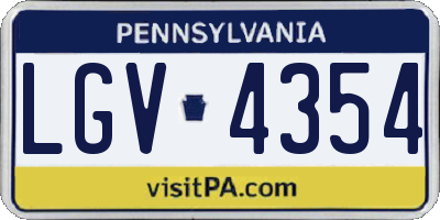 PA license plate LGV4354