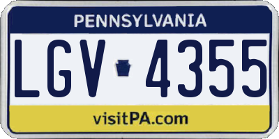 PA license plate LGV4355