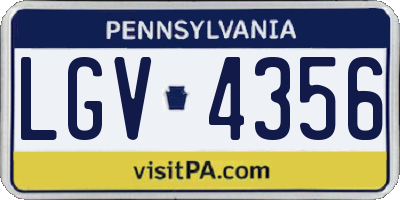 PA license plate LGV4356