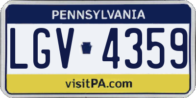PA license plate LGV4359