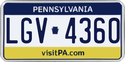 PA license plate LGV4360