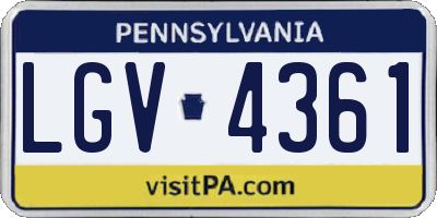 PA license plate LGV4361