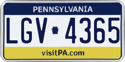 PA license plate LGV4365