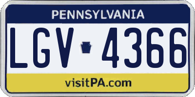 PA license plate LGV4366
