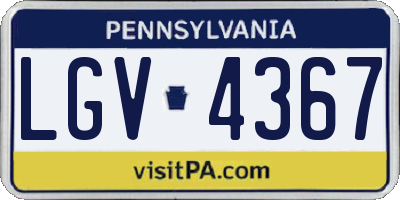 PA license plate LGV4367