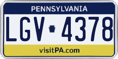 PA license plate LGV4378