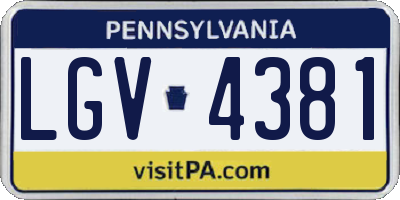 PA license plate LGV4381