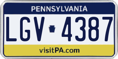 PA license plate LGV4387