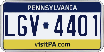 PA license plate LGV4401