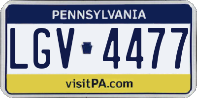 PA license plate LGV4477