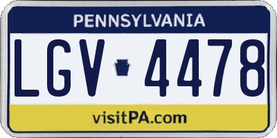 PA license plate LGV4478