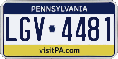 PA license plate LGV4481