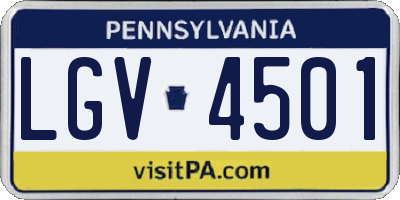 PA license plate LGV4501