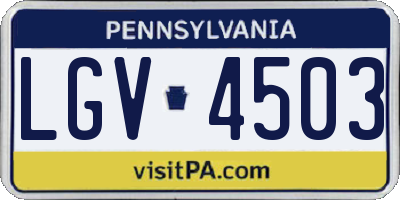 PA license plate LGV4503
