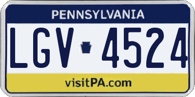 PA license plate LGV4524