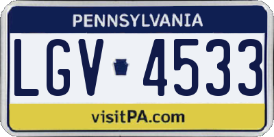 PA license plate LGV4533