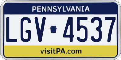 PA license plate LGV4537
