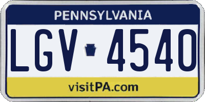 PA license plate LGV4540