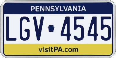 PA license plate LGV4545
