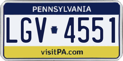 PA license plate LGV4551