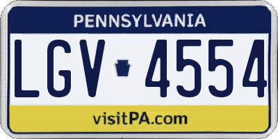 PA license plate LGV4554