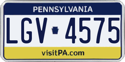PA license plate LGV4575