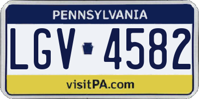 PA license plate LGV4582