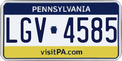 PA license plate LGV4585