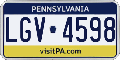 PA license plate LGV4598