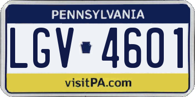 PA license plate LGV4601