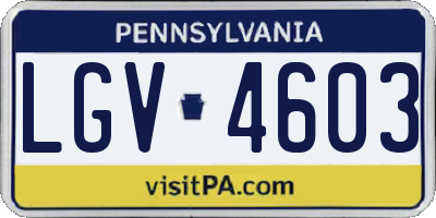 PA license plate LGV4603