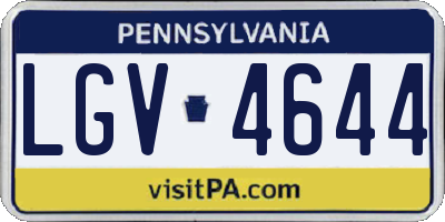 PA license plate LGV4644