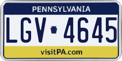 PA license plate LGV4645