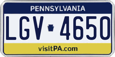 PA license plate LGV4650