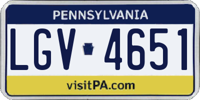 PA license plate LGV4651
