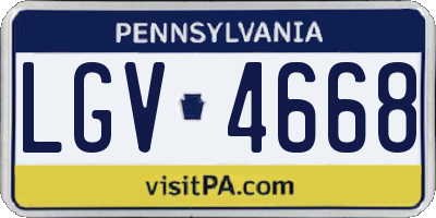 PA license plate LGV4668