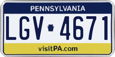 PA license plate LGV4671