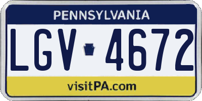 PA license plate LGV4672