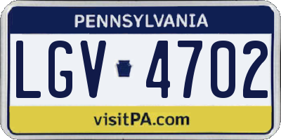 PA license plate LGV4702