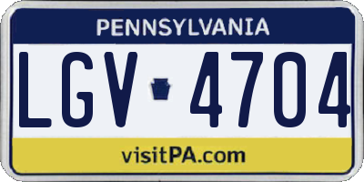 PA license plate LGV4704