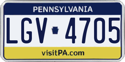 PA license plate LGV4705