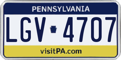 PA license plate LGV4707
