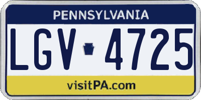 PA license plate LGV4725