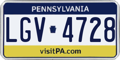 PA license plate LGV4728