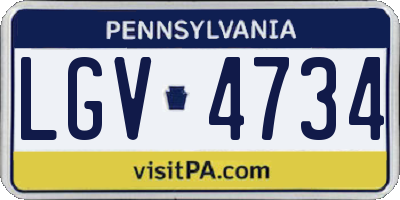 PA license plate LGV4734